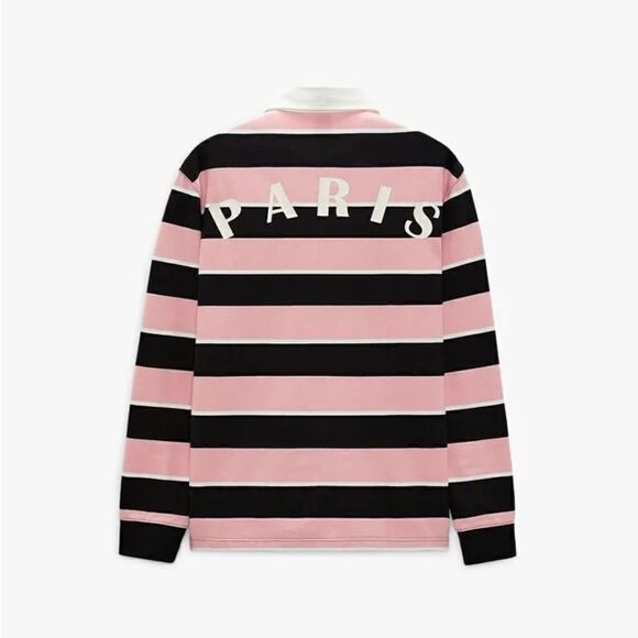 ZARA Patch Striped Polo Pink and Black, Unisex, Men size Small - Picture 4 of 15